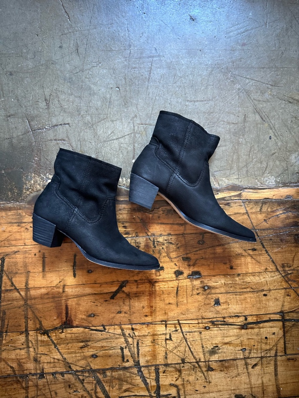 Dolce Vita Black Pointed Ankle Booties with Block Heel